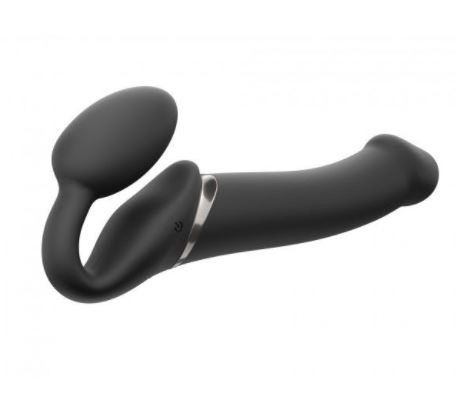 Безремінний страпон з вібрацією Strap-On-Me Vibrating Black L, діаметр 3,7см, пульт ДК, регульований
