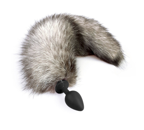 Силіконова анальна пробка з хвостом з натурального хутра Art of Sex size Artctic fox