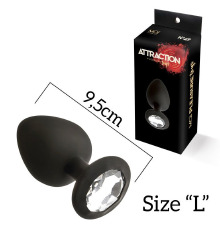 Анальна пробка з кристалом MAI Attraction Toys №49 Black, довжина 9,5 см, діаметр 4 см