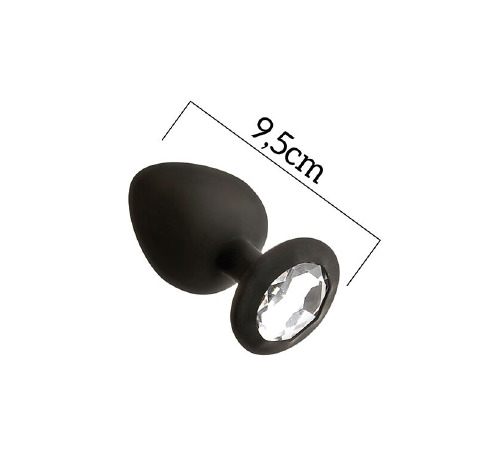 Анальна пробка з кристалом MAI Attraction Toys №49 Black, довжина 9,5 см, діаметр 4 см