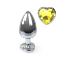 Металлическая анальная пробка Сердце L с Желтым кристаллом , длина 9см, диаметр 4см