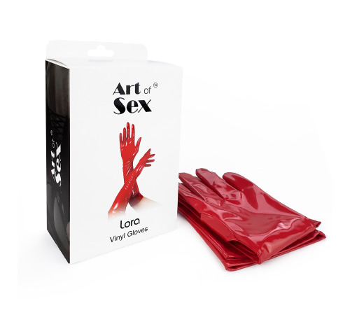 Глянцевые виниловые перчатки Art of Sex - Lora, размер S, цвет Красный
