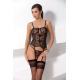 Корсет с пажами GRACIA CORSET black S/M - Passion, трусики, полупрозрачный