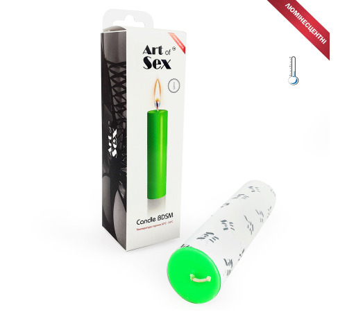 Зеленая свеча восковая Art of Sex size M 15 см низкотемпературная, люминесцентная