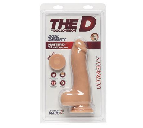 Фаллоимитатор Doc Johnson The D - Master D - 7.5 Inch With Balls - ULTRASKYN, диаметр 5,1см