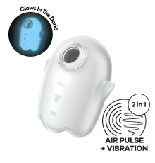 Вакуумный клиторальный стимулятор с вибрацией Satisfyer Glowing Ghost White, светится в темноте