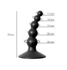 Силіконова анальна пробка, 5 кульок, на присосці