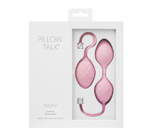 Розкішні вагінальні кульки PILLOW TALK - Frisky Pink з кристалом, діаметр 3,2 см, вага 49-75г