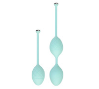 Розкішні вагінальні кульки PILLOW TALK - Frisky Teal з кристалом, діаметр 3,2 см, вага 49-75 г