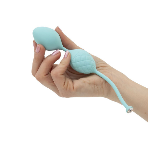 Роскошные вагинальные шарики PILLOW TALK - Frisky Teal с кристаллом, диаметр 3,2см, вес 49-75г