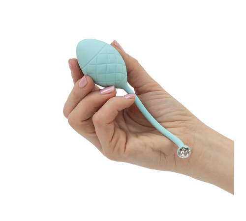 Роскошные вагинальные шарики PILLOW TALK - Frisky Teal с кристаллом, диаметр 3,2см, вес 49-75г