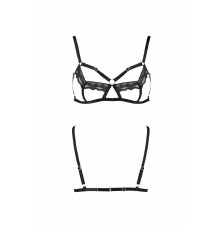 Бюстгальтер-стрепы с кружевом Solon Bra black XXL/XXXL — Passion Exclusive: трусики в комплекте