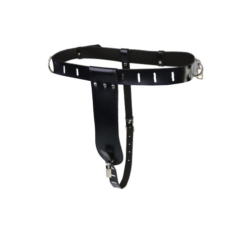 Женский пояс верности, натуральная кожа, Черный