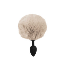 Силіконова анальна пробка S Чорна з бежевим хвостиком