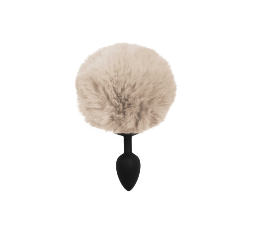 Силиконовая анальная пробка S Черная с Бежевым хвостиком