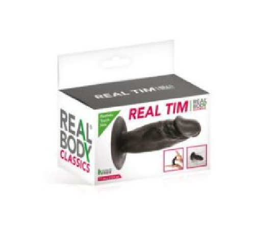 Фаллоимитатор Real Body - Real Tim Black, TPE, диаметр 3,4см