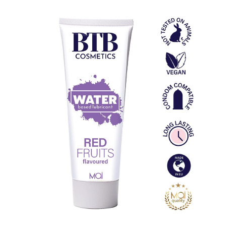 Змазка на водній основі BTB FLAVORED RED FRUITS з ароматом червоних фруктів (100 мл)