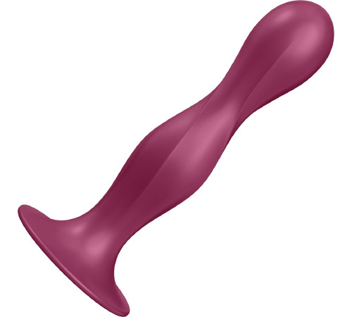 Дилдо Satisfyer Double Ball-R Red, унісекс, рухомі кульки всередині, на присосці