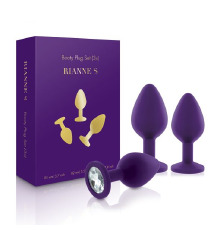 Набор анальных пробок с кристаллом Rianne S: Booty Plug Set Purple, диаметр 2,7см, 3,5см, 4,1см