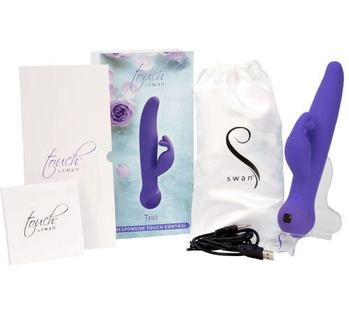 Вибратор-кролик Touch by SWAN - Trio Purple, сенсорное управление, ротация, диаметр 3,8 см