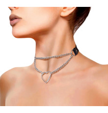 Чокер на шею Сердце Art of Sex - Paris, из натуральной кожи, Черный