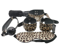 Набір MAI BDSM STARTER KIT Nº 75 Leopard: батіг, кляп, наручники, маска, нашийник, мотузка, затискач