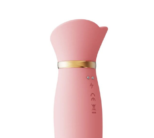 Вібратор з ротацією та вакуумною стимуляцією ZALO ROSE RABBIT PINK