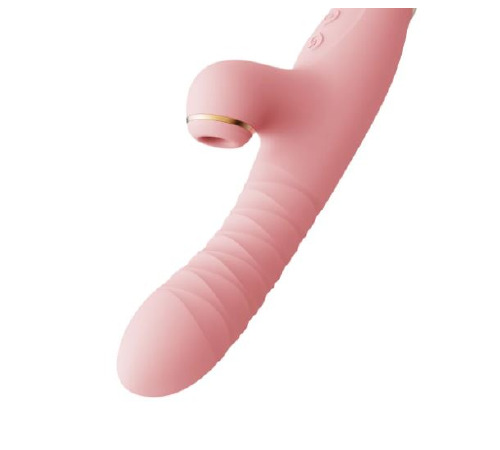 Вібратор з ротацією та вакуумною стимуляцією ZALO ROSE RABBIT PINK