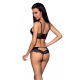 Комплект из эко-кожи с кружевом: бра и трусики Loona Set black S/M - Passion