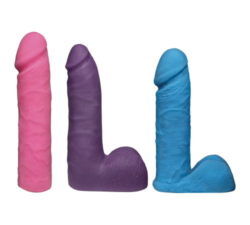 Набір для страпону Doc Johnson Vac-U-Lock Dual Density UltraSKYN Colors Set, діаметр 3х4,5 см