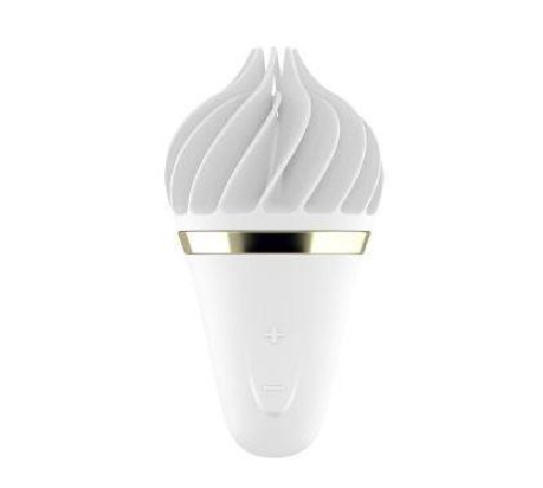 Мороженка спиннатор Satisfyer Lay-On - Sweet Treat White/Gold, 10 режимов работы, водонепрониц.