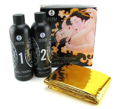 Гель для NURU массажа Shunga Oriental Body-to-Body – Melon Mango (2 x 225 мл) плюс простыня