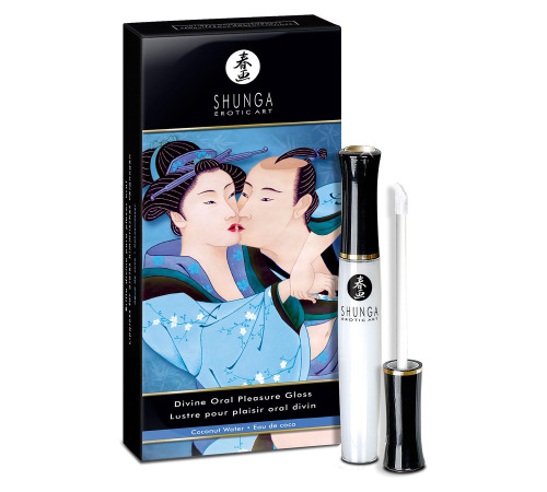 Стимулювальний блиск для губ Shunga LIPGLOSS – Coconut Water (10 мл), ефект поколювання, холод-тепло