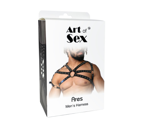 Мужская портупея Art of Sex - Ares , натуральная кожа, цвет Черный, размер L-2XL