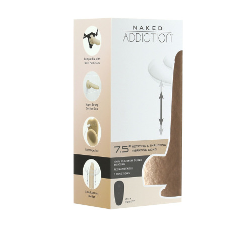 Фаллоимитатор с ротацией и пульсацией Naked ADDICTION The Freak 7,5″ Rotating & Thrusting Vibrating