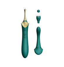 Вагинально-клиторальный вибратор Zalo — Bess Turquoise Green, многофункциональный с насадками