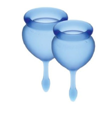 Набор менструальных чаш Satisfyer Feel Good (dark blue), 15мл и 20мл, мешочек для хранения