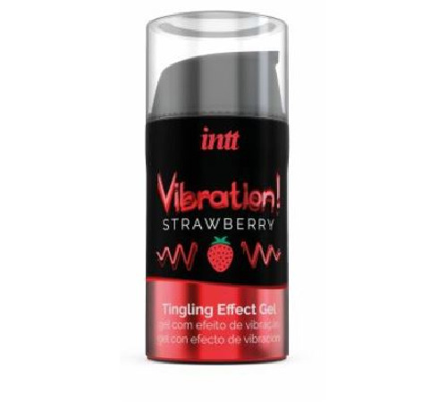Жидкий вибратор Intt Vibration Strawberry (15 мл), густой гель, очень вкусный, действует до 30 минут