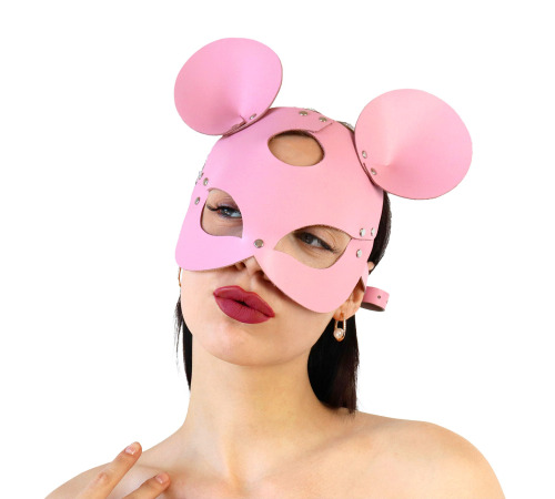 Кожаная маска мышки Art of Sex - Mouse Mask, Розовый