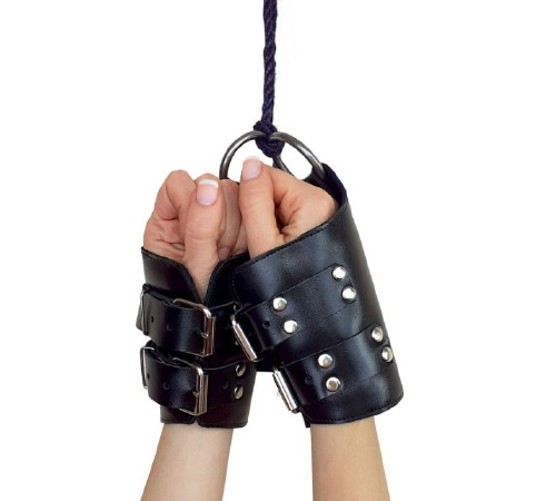 Манжети для підвісу за руки Kinky Hand Cuffs For Suspension з натуральної шкіри, колір чорний