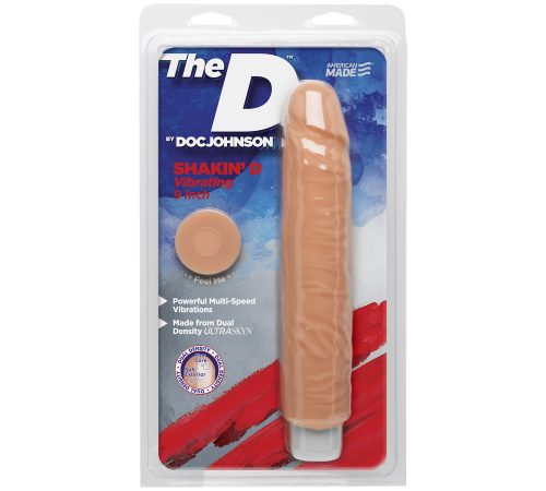 Фаллоимитатор Doc Johnson The D: Shakin D 9 Inch Vibro ULTRASKYN, диаметр 3,8см, плавная регулировка