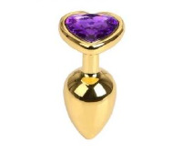 Анальна пробка Gold Metal Heart Dark Violet, M