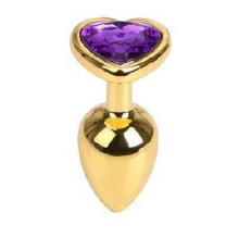 Анальна пробка Gold Metal Heart Dark Violet, M