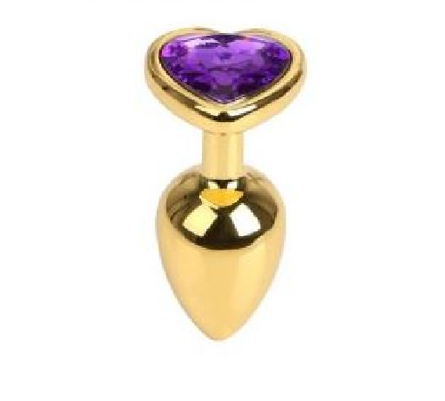 Анальна пробка Gold Metal Heart Dark Violet, M