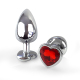 Металева анальна пробка Серце L з Червоним кристалом, довжина 9см, діаметр 4см