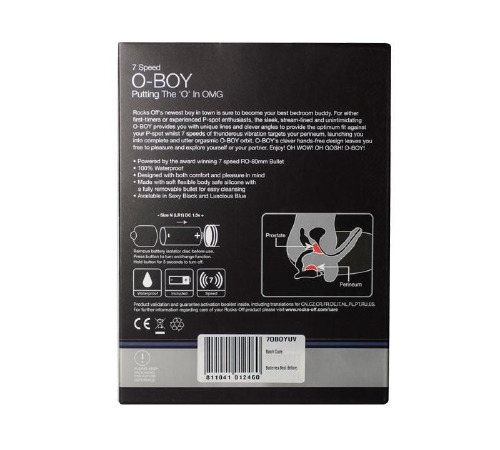 Вибромассажер простаты Rocks Off O-Boy Black для новичков, макс диаметр 30мм, массаж промежности