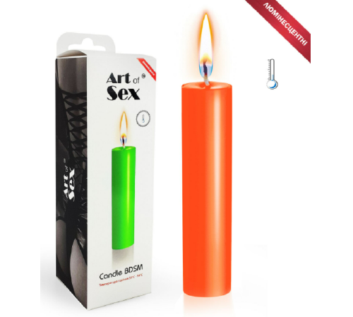 Помаранчева воскова свічка Art of Sex size M 15 см низькотемпературна, люмінесцентна