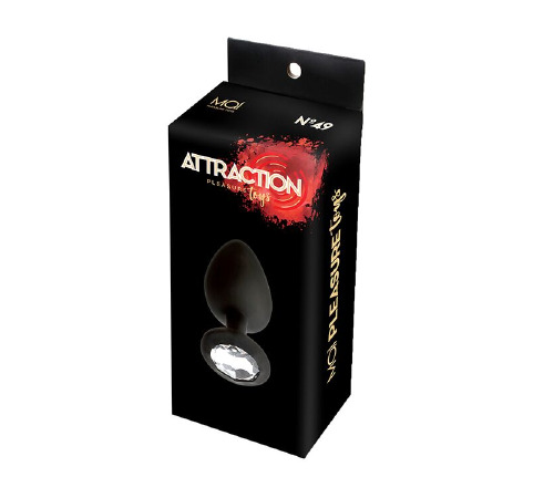 Анальна пробка з кристалом MAI Attraction Toys №49 Black, довжина 9,5 см, діаметр 4 см
