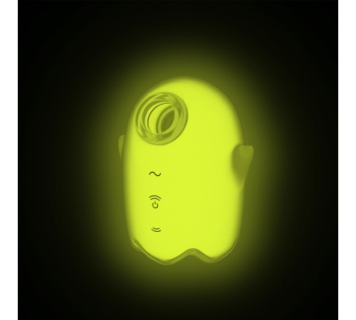 Вакуумный клиторальный стимулятор с вибрацией Satisfyer Glowing Ghost Yellow, светится в темноте