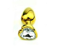 Анальная пробка Gold Metal Heart Diamond, S